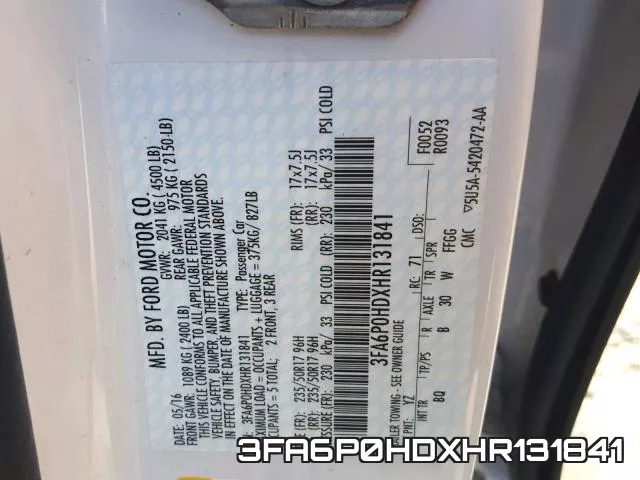 3FA6P0HDXHR131841 фото 2