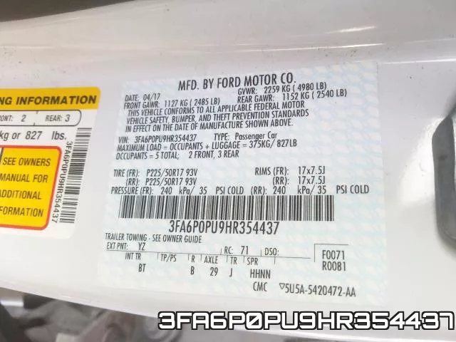 3FA6P0PU9HR354437 фото 2