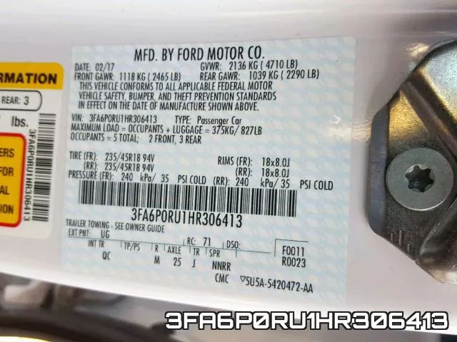 3FA6P0RU1HR306413 фото 2