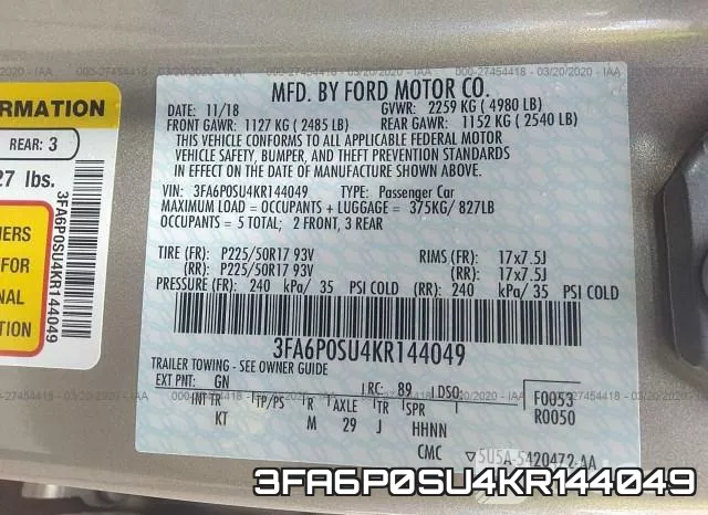 3FA6P0SU4KR144049 фото 10