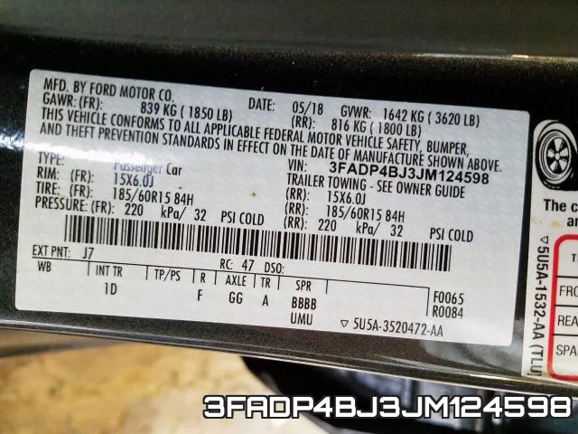3FADP4BJ3JM124598 фото 2