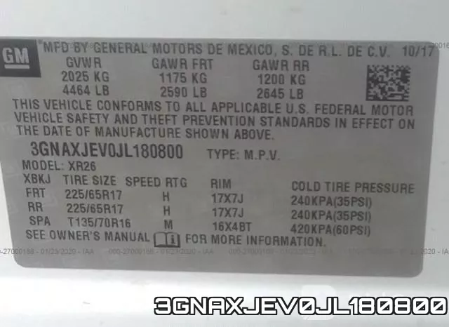 3GNAXJEV0JL180800 фото 10