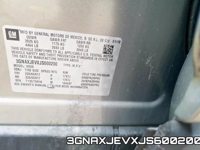 3GNAXJEVXJS600200 фото 2