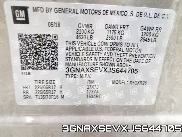 3GNAXSEVXJS644705 фото 2