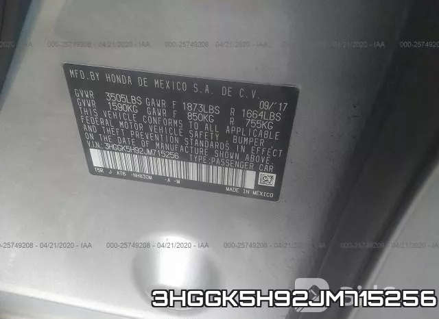 3HGGK5H92JM715256 фото 10