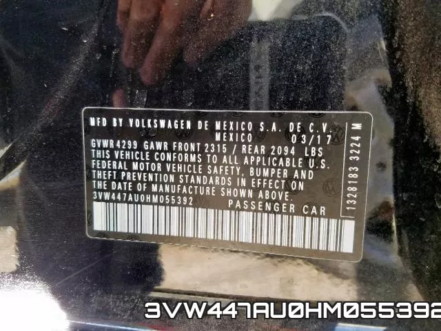 3VW447AU0HM055392 фото 2