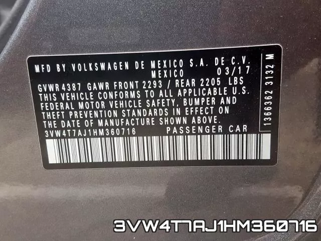 3VW4T7AJ1HM360716 фото 2