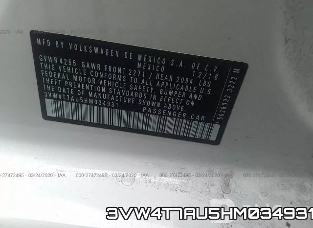 3VW4T7AU5HM034931 фото 10