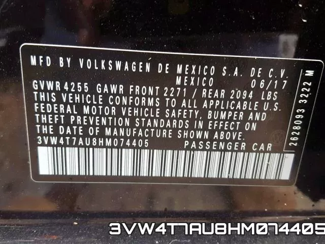 3VW4T7AU8HM074405 фото 2