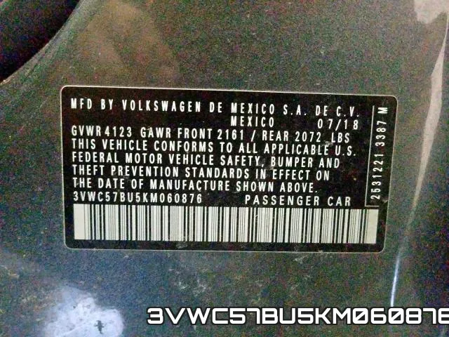 3VWC57BU5KM060876 фото 2
