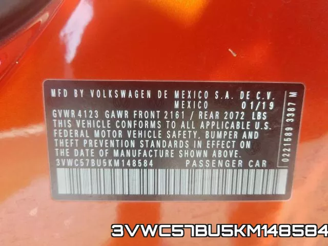 3VWC57BU5KM148584 фото 2
