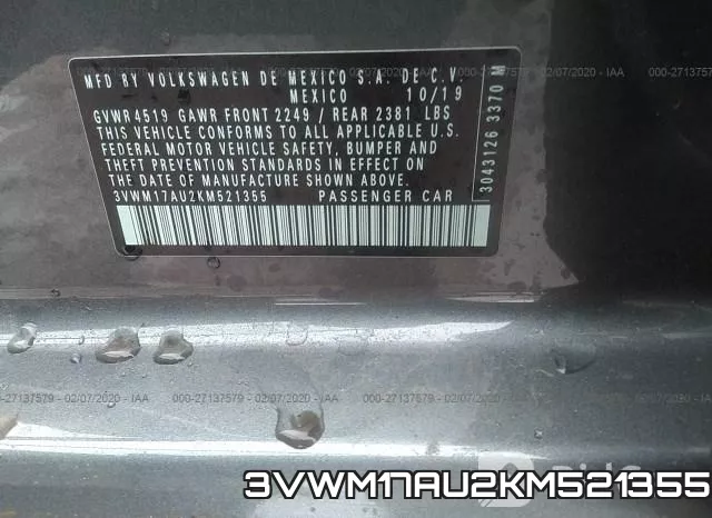 3VWM17AU2KM521355 фото 10