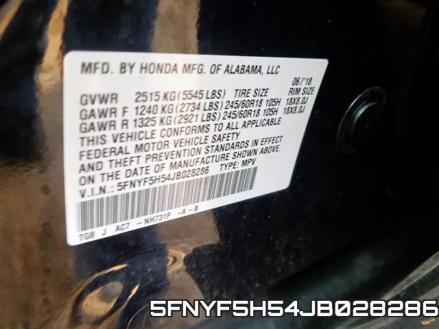 5FNYF5H54JB028286 фото 2