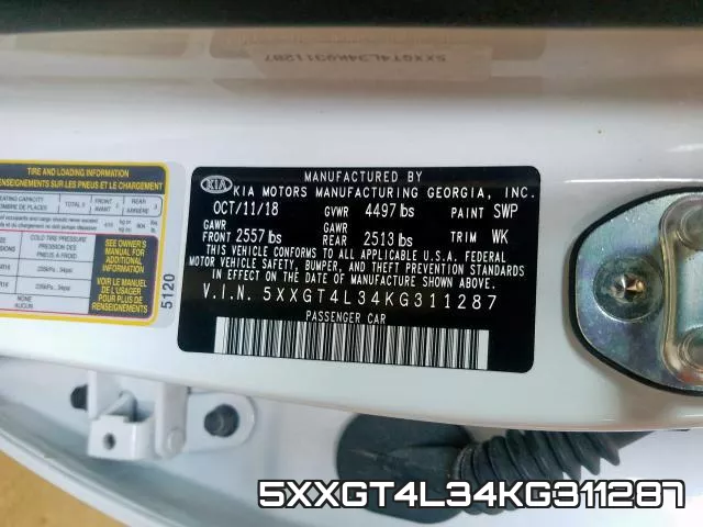 5XXGT4L34KG311287 фото 2
