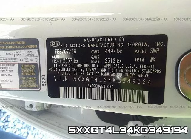 5XXGT4L34KG349134 фото 10