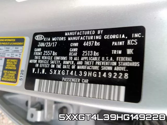 5XXGT4L39HG149228 фото 2