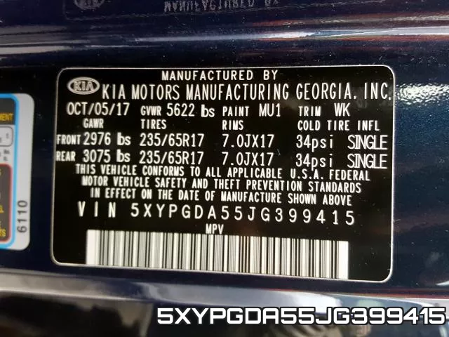 5XYPGDA55JG399415 фото 2