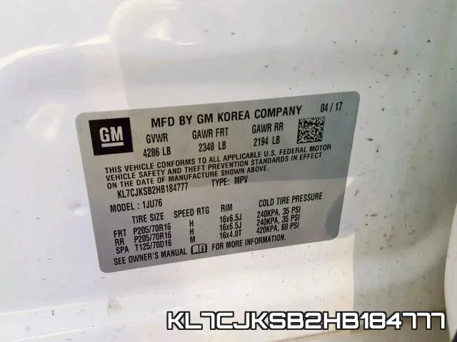 KL7CJKSB2HB184777 фото 2