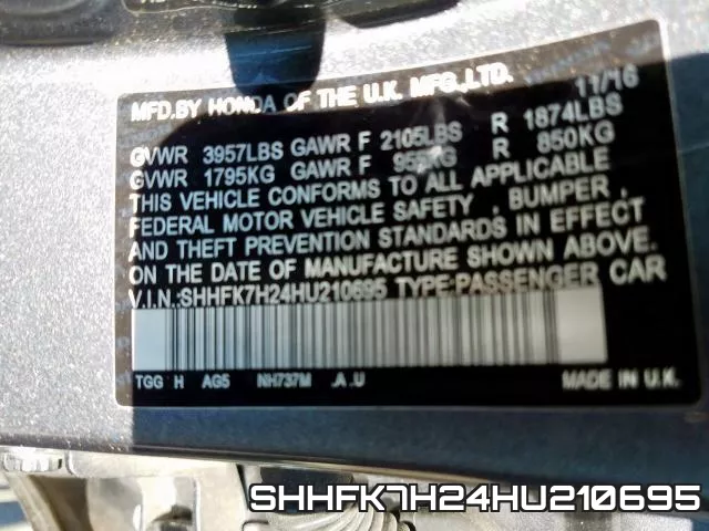 SHHFK7H24HU210695 фото 2