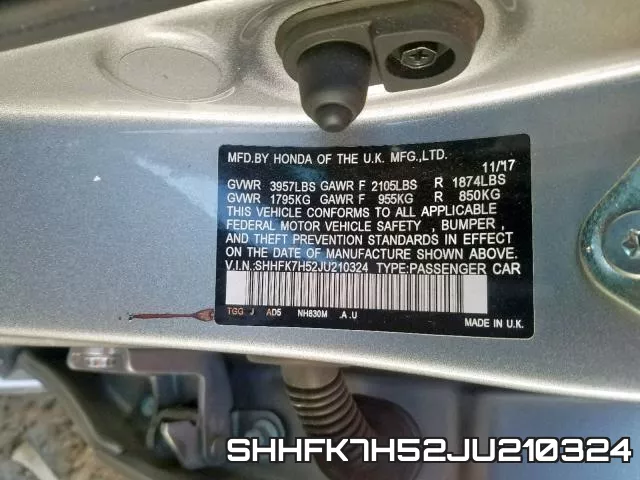 SHHFK7H52JU210324 фото 2