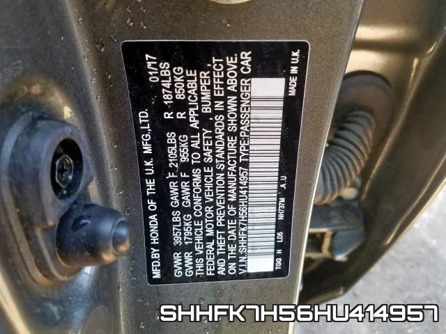 SHHFK7H56HU414957 фото 2