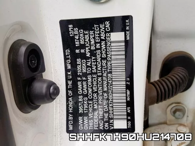 SHHFK7H90HU214708 фото 2