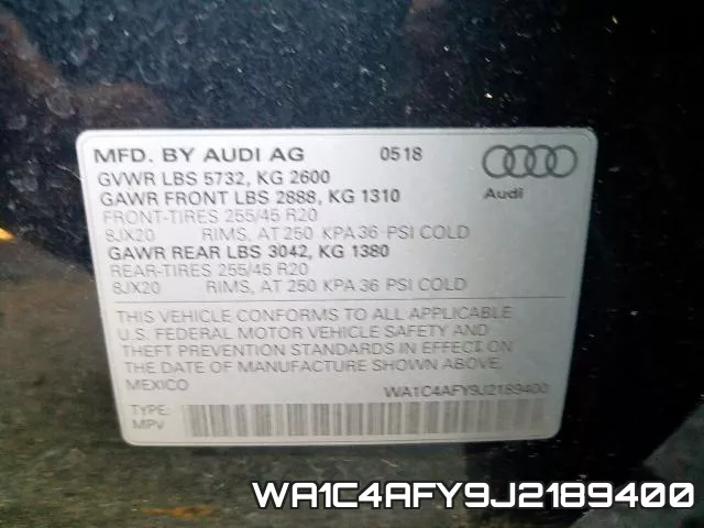 WA1C4AFY9J2189400 фото 2