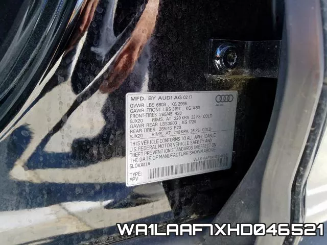 WA1LAAF7XHD046521 фото 2