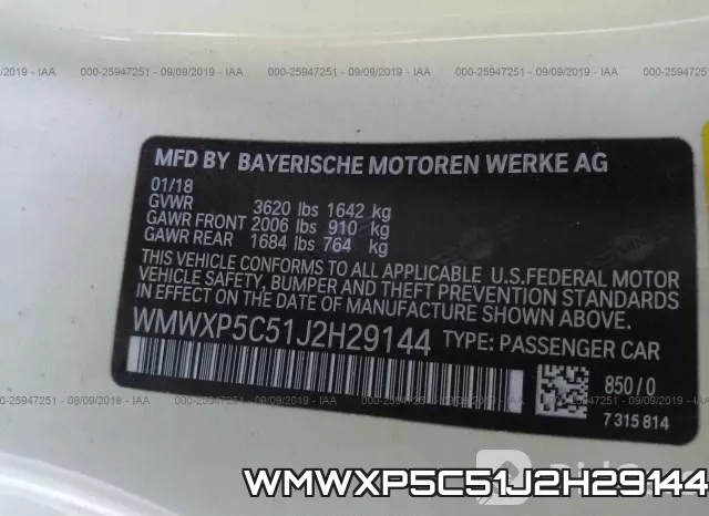 WMWXP5C51J2H29144 фото 10