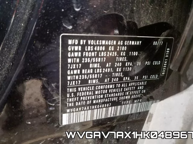 WVGAV7AX1HK048967 фото 2