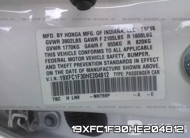 19XFC1F30HE204812 фото 10