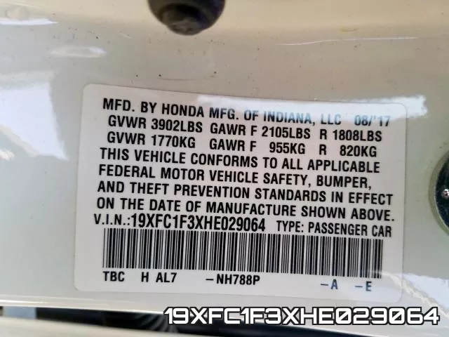 19XFC1F3XHE029064 фото 2