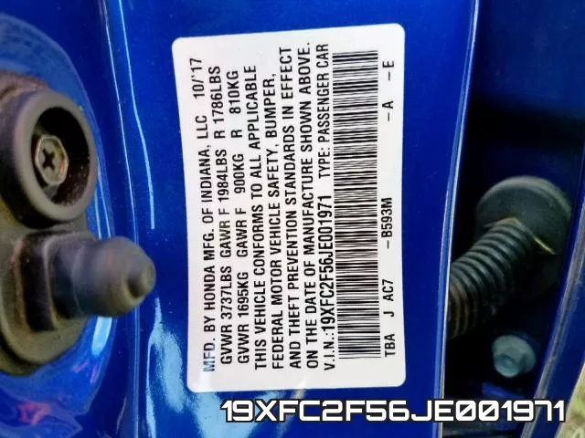 19XFC2F56JE001971 фото 2