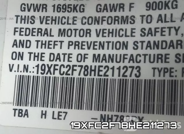 19XFC2F78HE211273 фото 10