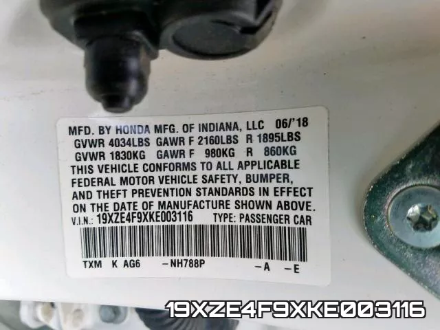 19XZE4F9XKE003116 фото 2