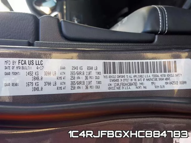 1C4RJFBGXHC884783 фото 2