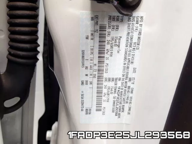 1FADP3E25JL293568 фото 2