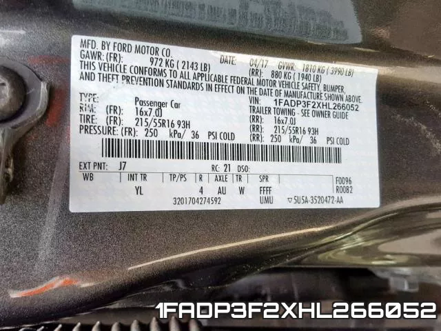 1FADP3F2XHL266052 фото 2