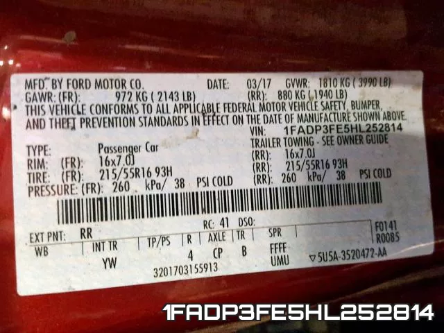 1FADP3FE5HL252814 фото 2