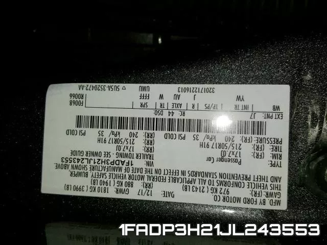 1FADP3H21JL243553 фото 2