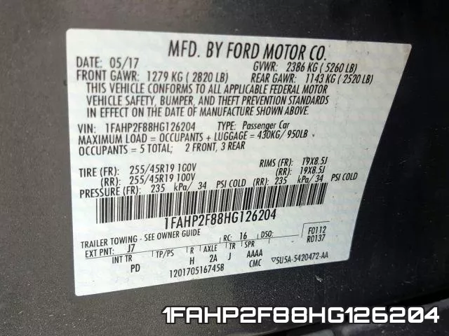 1FAHP2F88HG126204 фото 2