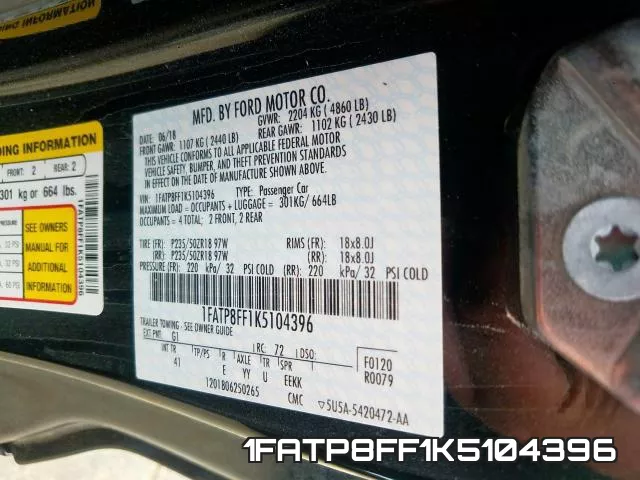 1FATP8FF1K5104396 фото 2