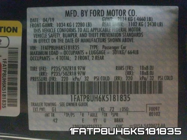 1FATP8UH6K5181835 фото 2