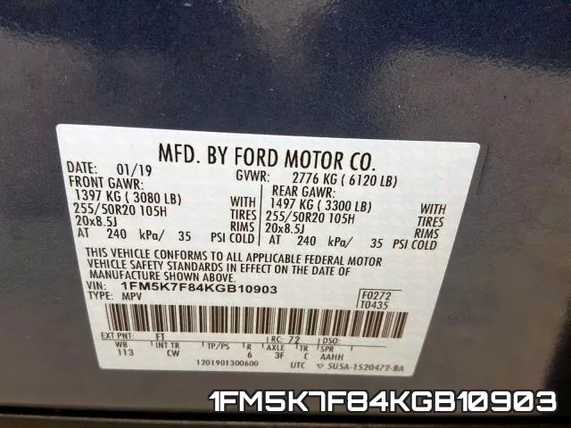 1FM5K7F84KGB10903 фото 2