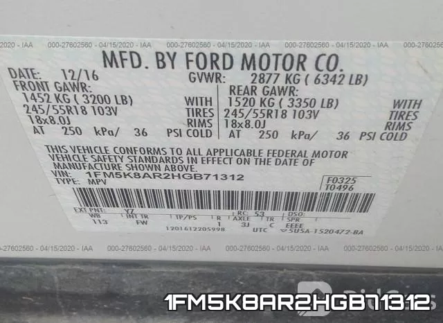 1FM5K8AR2HGB71312 фото 10