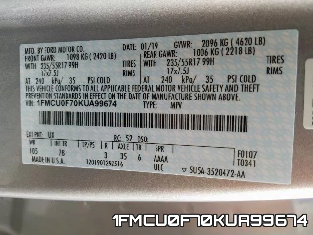 1FMCU0F70KUA99674 фото 2
