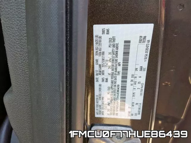 1FMCU0F77HUE86439 фото 2