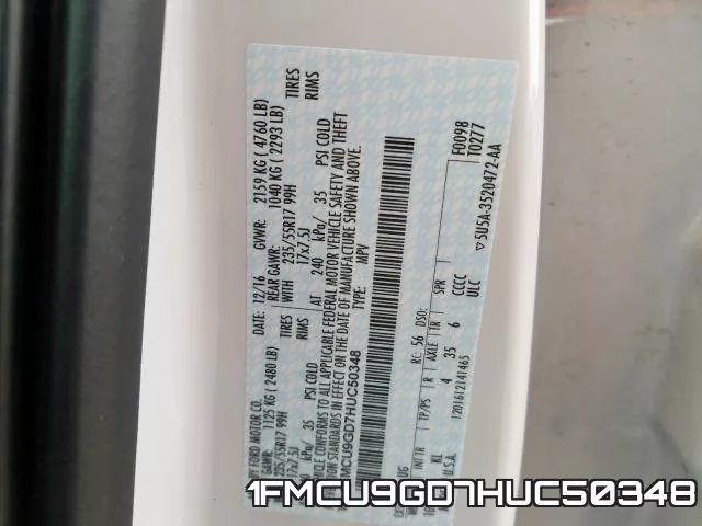 1FMCU9GD7HUC50348 фото 2