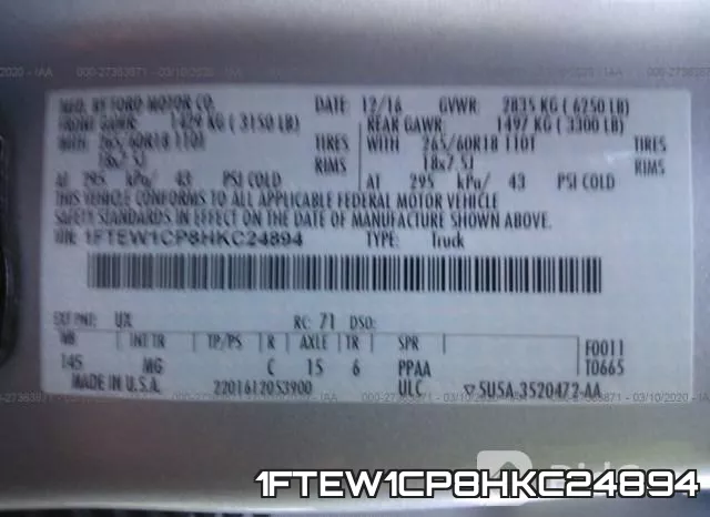 1FTEW1CP8HKC24894 фото 10