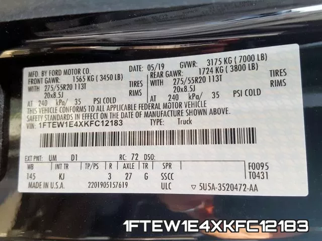 1FTEW1E4XKFC12183 фото 2